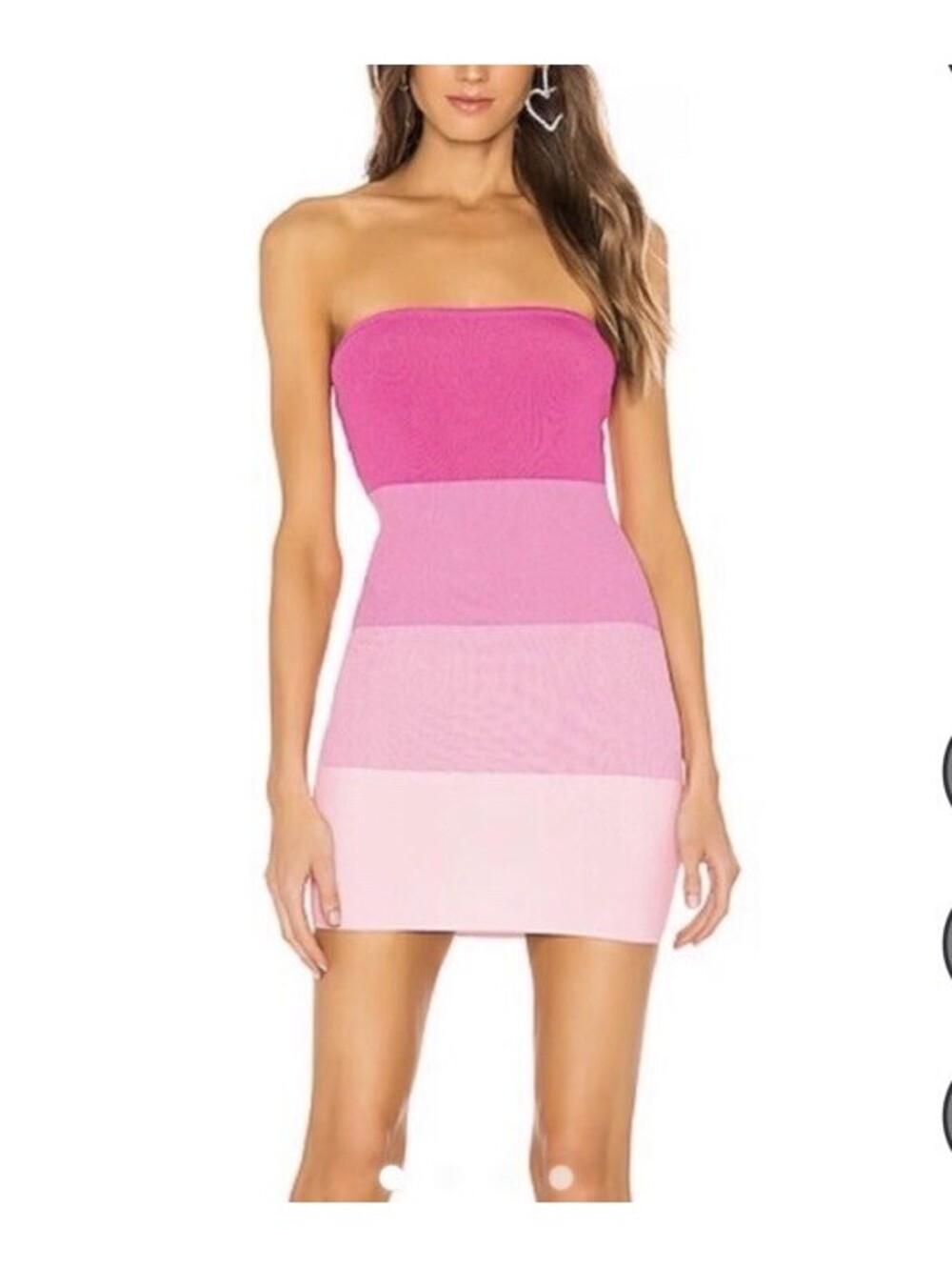 Superdown Perla Pink Ombré Strapless Mini Stretch Tube Dress Stripe Size XS $98